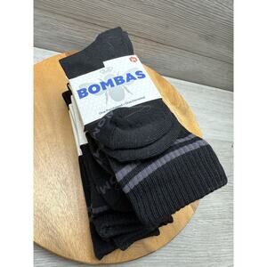 6 Pairs Bombas Socks Calf Crew Honeycomb Arch Support Black Unisex Size M Medium